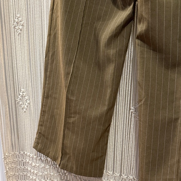 ASOS Design Olive Green Pinstripe Wide-Leg Pants - Picture 5 of 10